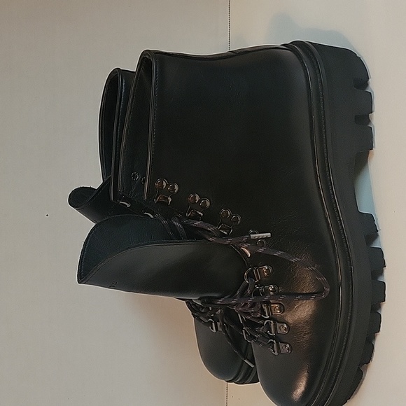 NEW ALL SAINTS Size US 11 / EU 44 Black Isaac Leather Lug Sole Combat Boots - Picture 3 of 11